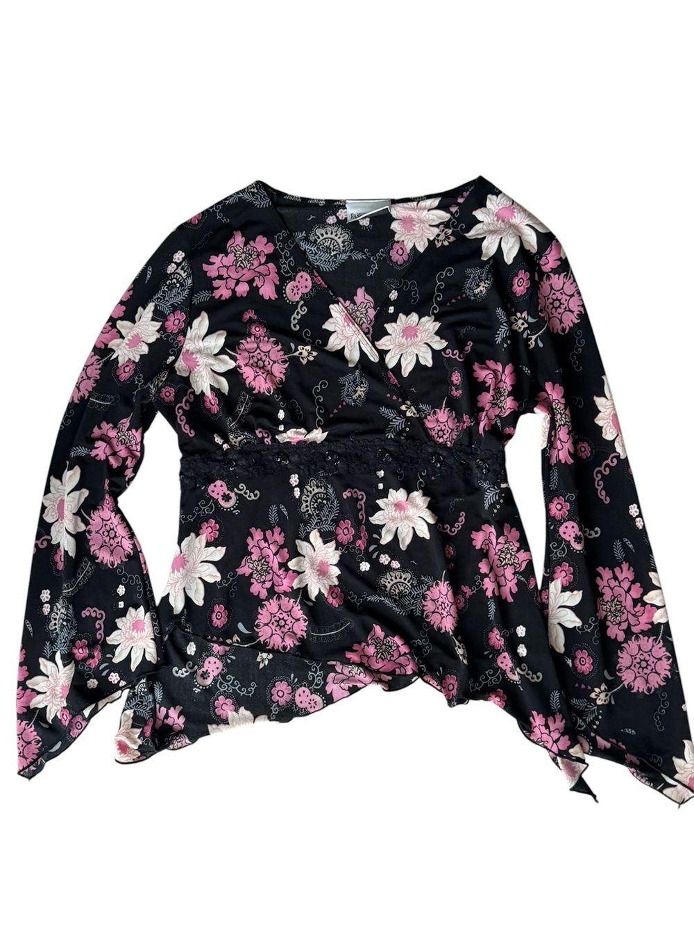 Vintage Y2K Fashion Bug Floral Blouse